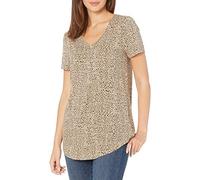 Amazon Essentials Women's Relaxed-Fit Short-Sleeved V-Neck Tunic (Available in Plus Size), Light Rose Leopard Print, S