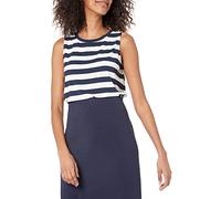 Amazon Essentials Women's Relaxed-Fit Sleeveless Muscle Vest, Navy White Placed Stripe, XXL