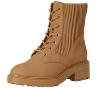 Amazon Essentials Women's Rubberised Combat Boot with Chunky Outsole, Dark Tan, 4.5 UK