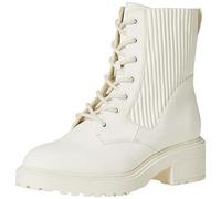 Amazon Essentials Women's Rubberised Combat Boot with Chunky Outsole, Ecru Faux Leather, 6.5 UK