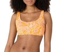 Amazon Essentials Women's Scoop Neck Swim Crop Top, Yellow Multi Folk Floral, 10