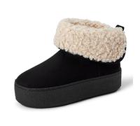 Amazon Essentials Women's Shearling-Lined Platform Ankle Boots, Black Microsuede, 8 UK