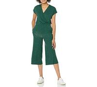 Amazon Essentials Women's Short-Sleeve Surplice Cropped Wide-Leg Jumpsuit with Elastic Waist, Clouds Print, M