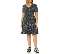 Amazon Essentials Women's Short-Sleeve V-Neck Fit and Flare Floral Jersey Dress, Black Ditsy Floral, XL