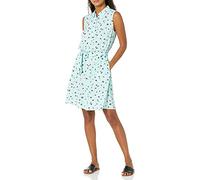Amazon Essentials Women's Short Sleeve V-Neck Swing Tunic Dress, Aqua Blue Poppy, S