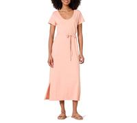 Amazon Essentials Women's Short-Sleeved Belted Midi T-Shirt Tie Waist Dress, Coral Pink, XS