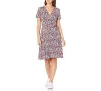 Amazon Essentials Women's Short-Sleeved Faux-Wrap Dress, Navy Ditsy Floral, S