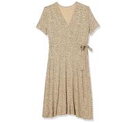 Amazon Essentials Women's Short-Sleeved Polka Dot Faux-Wrap Dress, Light Rose Leopard Print, M