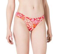 Amazon Essentials Women's Side Tab Bikini Swimsuit Bottom, Bright Red Multi Folk Floral, Medium