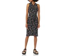 Amazon Essentials Women's Sleeveless Twist Neck Faux Wrap Floral Dress, Black Ditsy Floral, S