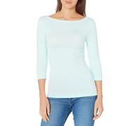 Amazon Essentials Women's Slim-Fit 3/4 Sleeve Solid Boat Neck T-Shirt, Aqua Blue, M