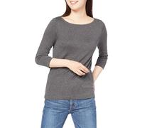 Amazon Essentials Women's Slim-Fit 3/4 Sleeve Solid Boat Neck T-Shirt, Charcoal Heather, L