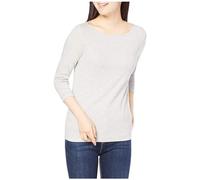 Amazon Essentials Women's Slim-Fit 3/4 Sleeve Solid Boat Neck T-Shirt, Light Grey Heather, M