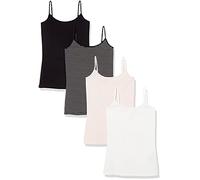 Amazon Essentials Women's Slim-Fit Camisole, Pack of 4, Black/Pale Pink/Stripe/White, XX-Large