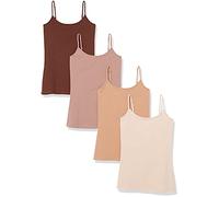 Amazon Essentials Women's Slim-Fit Camisole, Pack of 4, Blush/Brown/Dark Brown/Dark Camel, M