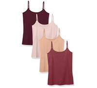 Amazon Essentials Women's Slim-Fit Camisole, Pack of 4, Camel/Dark Burgundy/Light Burgundy/Pale Mauve, XL