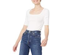Amazon Essentials Women's Slim-Fit Half Sleeve Square Neck T-Shirt, Bright White, XXL