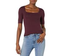 Amazon Essentials Women's Slim-Fit Half Sleeve Square Neck T-Shirt, Burgundy, XXL