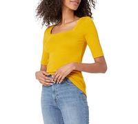 Amazon Essentials Women's Slim-Fit Half Sleeve Square Neck T-Shirt, Dark Yellow, L