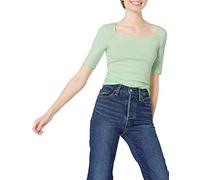 Amazon Essentials Women's Slim-Fit Half Sleeve Square Neck T-Shirt, Green, XL