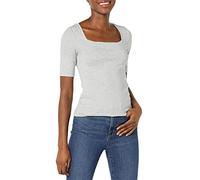 Amazon Essentials Women's Slim-Fit Half Sleeve Square Neck T-Shirt, Light Grey Heather, XS