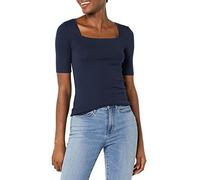 Amazon Essentials Women's Slim-Fit Half Sleeve Square Neck T-Shirt, Navy, XS