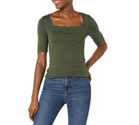 Amazon Essentials Women's Slim-Fit Half Sleeve Square Neck T-Shirt, Olive, M