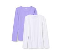 Amazon Essentials Women's Slim-Fit Long Sleeve Rib Knit Crew Neck Top (Available in Plus Size), Pack of 2, Lavender/White, S