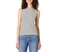 Amazon Essentials Women's Slim-Fit Rib Knit Boatneck Layering Tank, Eggshell White Black French Stripe, X-Large