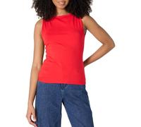 Amazon Essentials Women's Slim-Fit Rib-Knit Boatneck Layering Tank Top, Bright Poppy Red, S