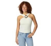 Amazon Essentials Women's Slim-Fit Ribbed Halter Neck Top with Resin Detail, Cream, XL