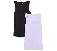 Amazon Essentials Women's Slim-Fit Square Neck Tank Top, Pack of 2, Black/Lavender, XL