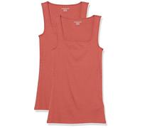 Amazon Essentials Women's Slim-Fit Square Neck Tank Top, Pack of 2, Brick Red, XS
