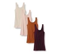 Amazon Essentials Women's Slim-fit Tank, Pack of 4, Beige/Blush/Burgundy/Terracotta, M