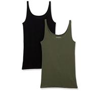 Amazon Essentials Women's Slim-Fit Thin-Strap Tank Top, Pack of 2, Black/Dark Olive, M