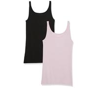 Amazon Essentials Women's Slim-Fit Thin-Strap Tank Top, Pack of 2, Black/Lilac, XS