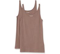 Amazon Essentials Women's Slim-Fit Thin-Strap Tank Top, Pack of 2, Dark Beige, XS