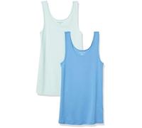 Amazon Essentials Women's Slim-Fit Vest, Pack of 2, Aqua Blue/French Blue, S