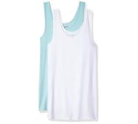 Amazon Essentials Women's Slim-Fit Vest, Pack of 2, Aqua Blue/White, S