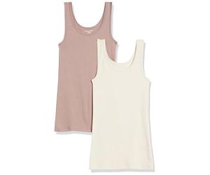 Amazon Essentials Women's Slim-Fit Vest, Pack of 2, Beige/Brown, L