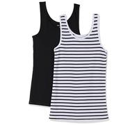 Amazon Essentials Women's Slim-Fit Vest, Pack of 2, Black/White Stripes, L