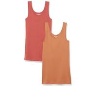Amazon Essentials Women's Slim-Fit Vest, Pack of 2, Brick Red/Caramel, XXL