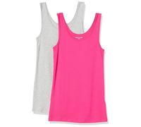 Amazon Essentials Women's Slim-Fit Vest, Pack of 2, Bright Pink/Grey Heather, XS