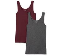 Amazon Essentials Women's Slim-Fit Vest, Pack of 2, Burgundy/Charcoal Heather, XS