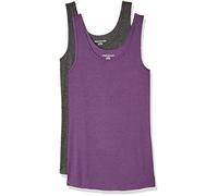 Amazon Essentials Women's Slim-Fit Vest, Pack of 2, Charcoal Heather/Dark Purple, XS