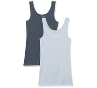Amazon Essentials Women's Slim-Fit Vest, Pack of 2, Charcoal Heather/Ice Blue Heather, XS
