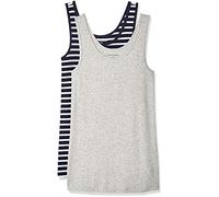 Amazon Essentials Women's Slim-Fit Vest, Pack of 2, Light Grey Heather/Navy White Stripes, S