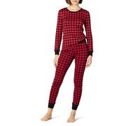 Amazon Essentials Women's Snug-Fit Cotton Sleepwear Pyjama Set (Available in Plus Size), Cherry Red/Black Classic Buffalo Check, XXS