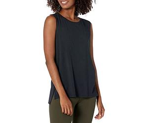 Amazon Essentials Women's Soft Cotton Relaxed-Fit Yoga Tank Top (Available in Plus Size), Black, XS