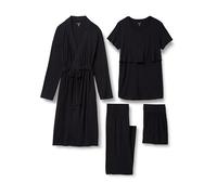 Amazon Essentials Women's Soft Modal Nursing Maternity Sleepwear Pyjama Bundle, 4 Piece, Black, S